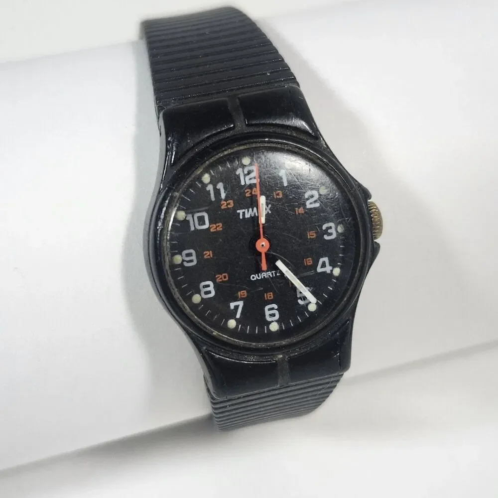 Timex T Cell Wrist Watch Women Black Band Vintage New Battery